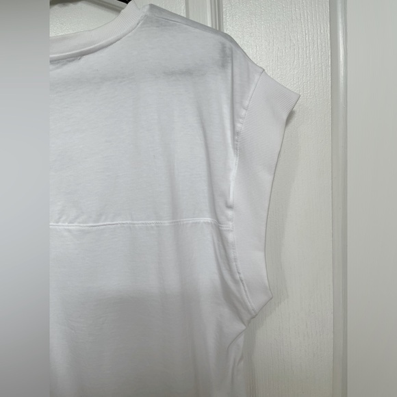 Zara shirt round ribbed neck-short/wide sleeves (ribbed as well) White-Cotton - Picture 3 of 8